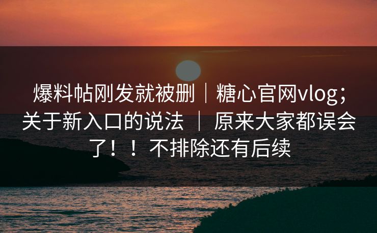 爆料帖刚发就被删｜糖心官网vlog；关于新入口的说法 ｜ 原来大家都误会了！！不排除还有后续  第1张