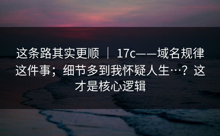 这条路其实更顺 ｜ 17c——域名规律这件事；细节多到我怀疑人生…？这才是核心逻辑  第1张